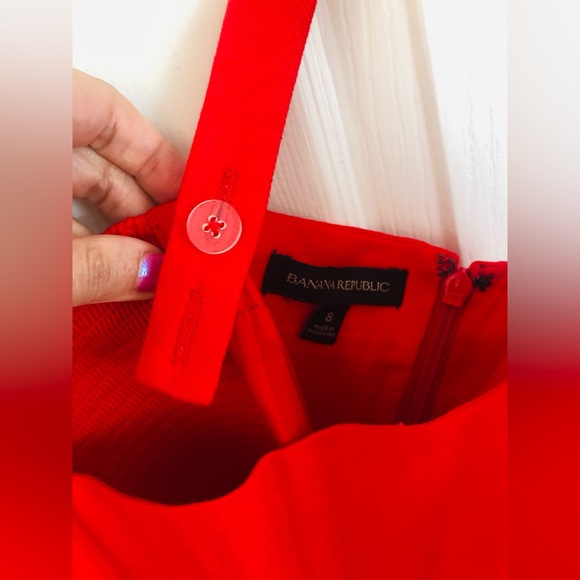 BANANA REPUBLIC RED MIDI DRESS WITH TIE BACK - Picture 9 of 10